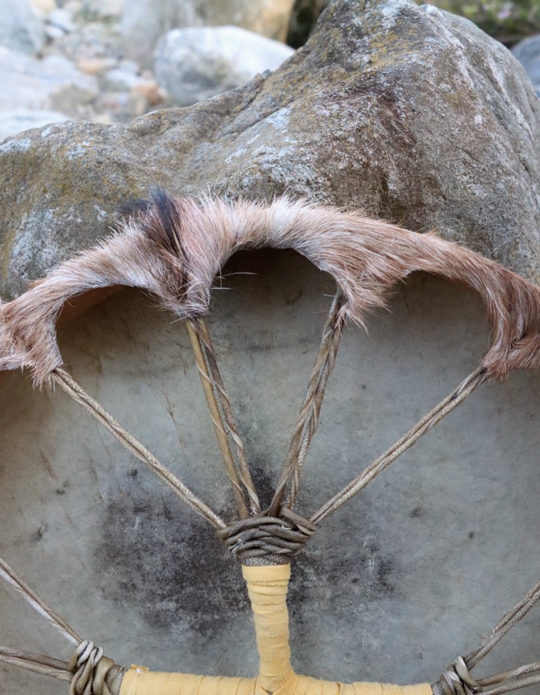 Schamanen Trommel Ziege mit Haar 45,5 cm